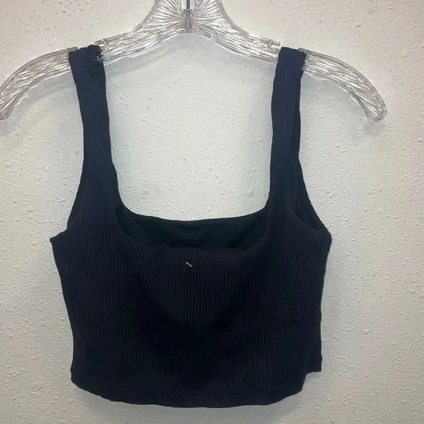 Glyder Black Square neck Ribbed Shelf bra Activewear Bra Small #715 - Image 4