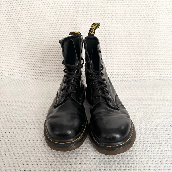 Dr Martens Black Smooth Shiny Leather 1460 Classic Combat Boots Women 9 Men 7 - Image 3