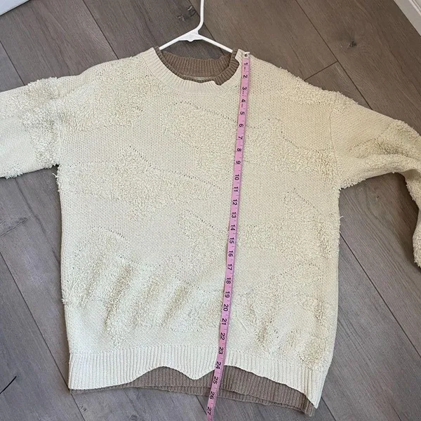 Vintage cotton double layer cloud sherpay crewneck sweater off white unisex M/L - Image 6