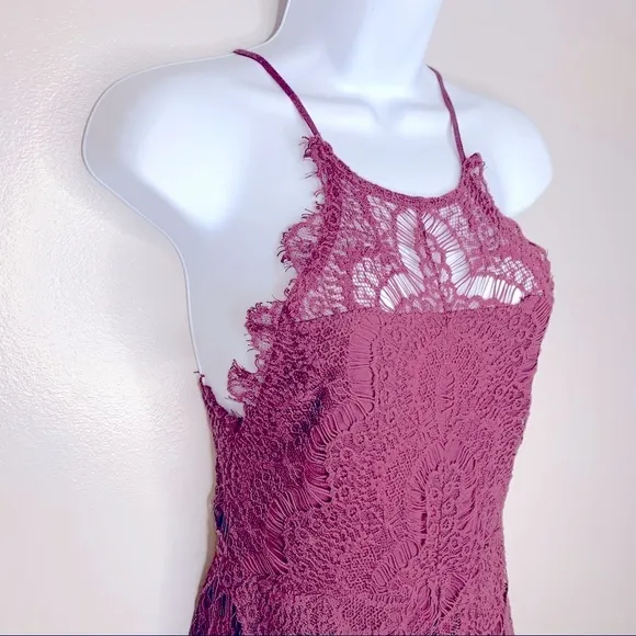 Free People She's Got It‎ Burgundy Lace Mini Dress Size XS - Image 9