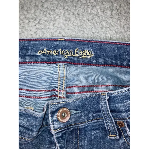 Vtg American Eagle Flare Leg Jeans Women 10 Low Rise Stretch Distressed 30x30‎ - Image 11