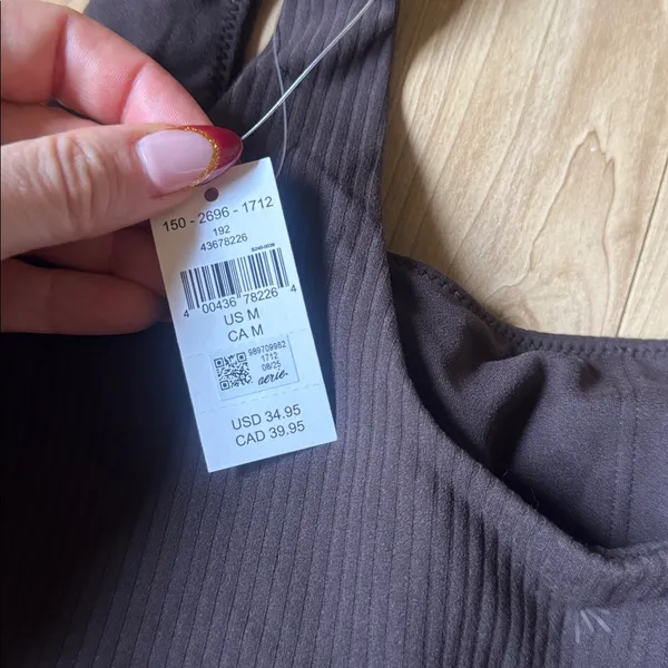 Aerie Chocolate Ribbed Sports Bra - Image 3