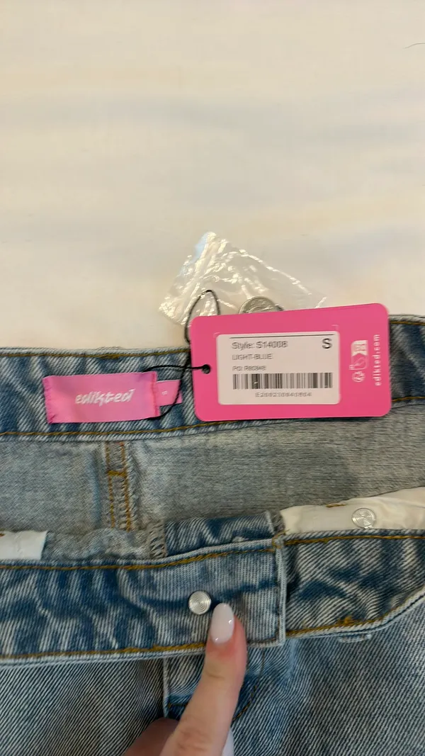 Edikted Mini Denim Skirt - Image 3
