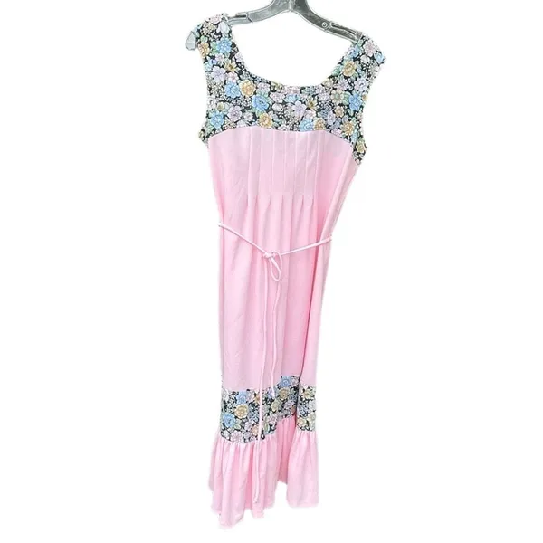 Vintage dress floral pink pleated top size 14 runs sm. - Image 2