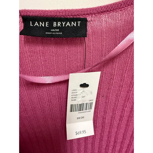 Lane Bryant 18/20 Pink Ribbed Double Tie Front Duster Cardigan NWT Berry NEW - Image 4