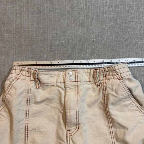 Vans Cargo Pants Womens Large Cream Off White Contrast Stitch Skate Streetwear - Image 3