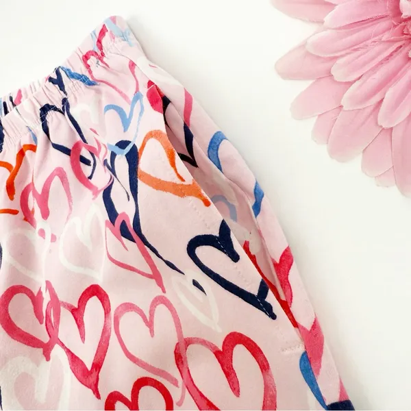 BedHead Pajamas Hearts Organic Cotton Two (2) Piece Pajama PJ Set Pink - Image 11