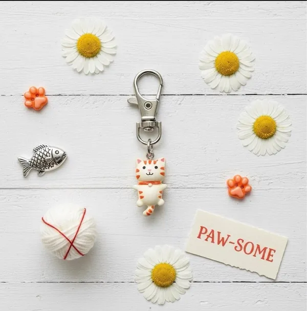 Boutique New Cute Cat Keychain Charm - Image 7