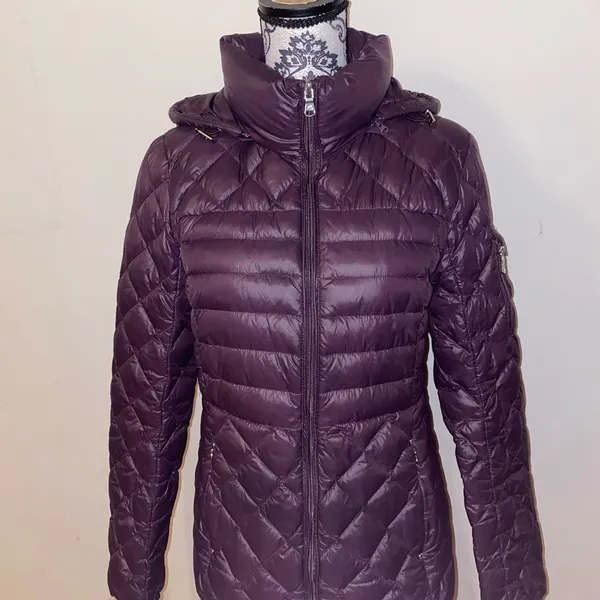 Lauren Ralph Lauren Quilted Feather Down Puffer Jacket Size Medium Deep Plum - Image 2