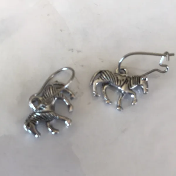 New zebra earrings in pewter half inch - Image 3