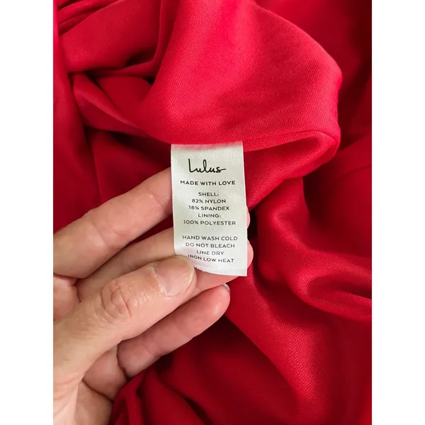 Lulus One Shoulder Maxi Dress Red Satin Asymmetrical Hem sz Small Party Wedding - Image 9
