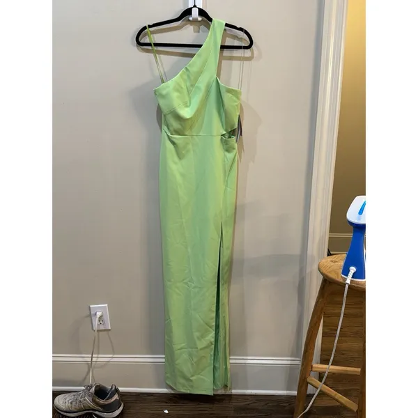 $195 Aidan Mattox Women's Green One-Shoulder Cutout Gown Dress Size 2 - Image 3