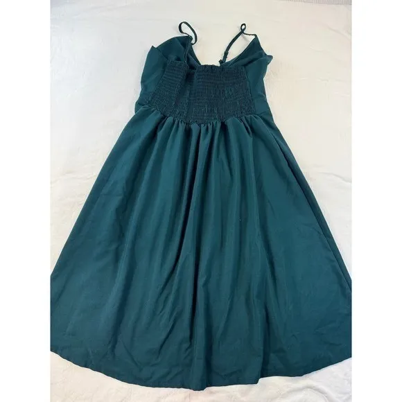 Ecowish green Front Cutout‎ Button Down Midi Dress Smocked Back xl - Image 6