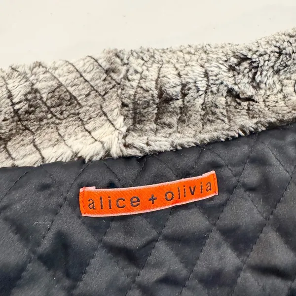 Alice and Olivia Leana Jacket Size XS Faux Fur Shawl Collar Mob‎ Wife Cozy Glam - Image 6
