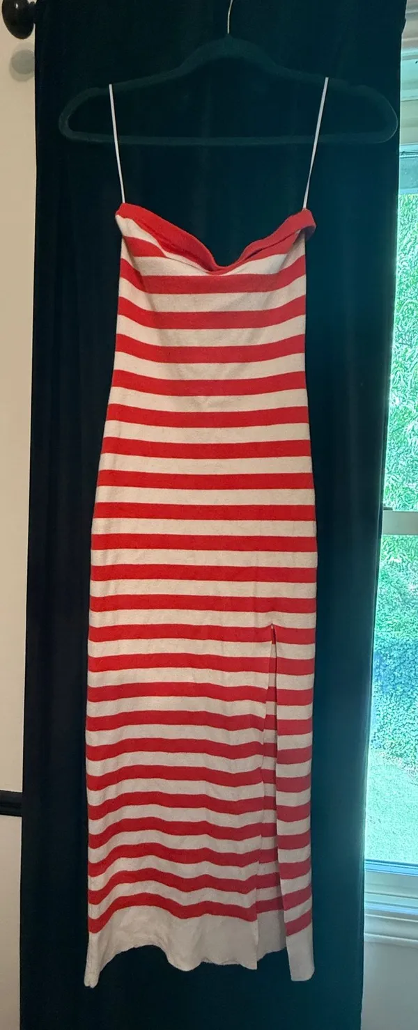Boutique Red Striped Maxi Dress - Image 2