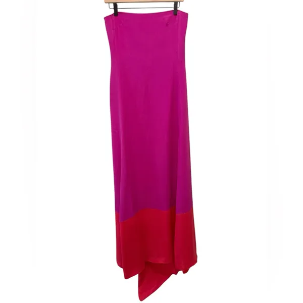 JENNI KAYNE Silk Strapless Maxi Dress in Fuchsia Pink and Red NWT Medium‎ - Image 2