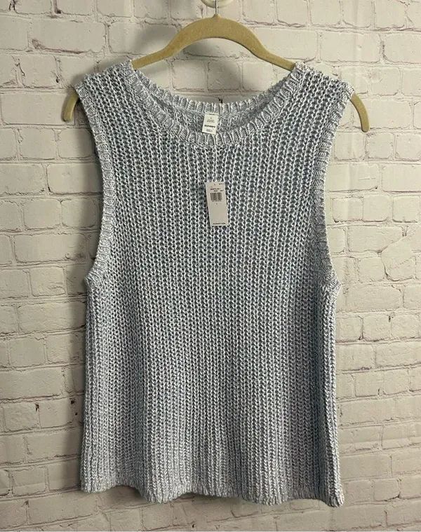Old Navy New baby blue woven knit sweater vest ladies large preppy academia - Image 7