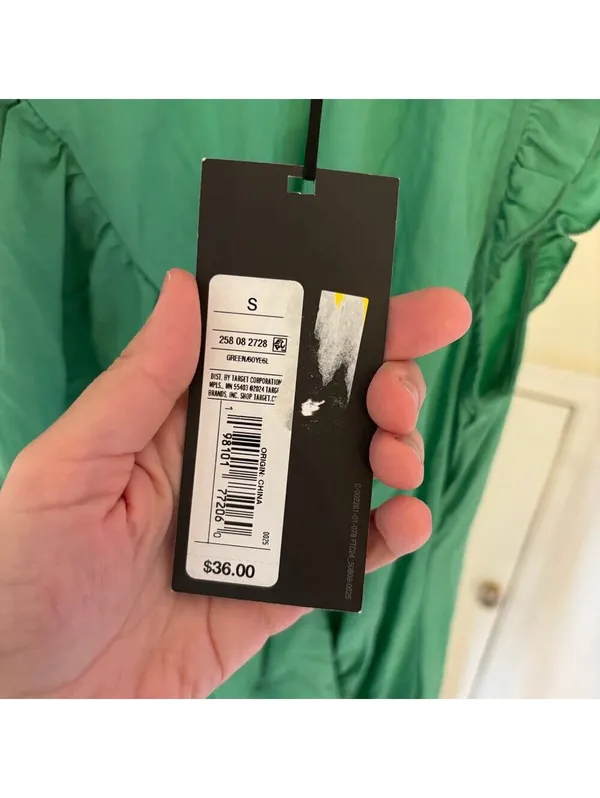 Future Collective NWT Women's Flutter Asymmetrical Ruffle Midi Dress Green S - Image 6