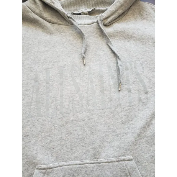All Saints Light Gray Hoodie Size S Loungewear Streetwear Chic Comfy Cotton - Image 4