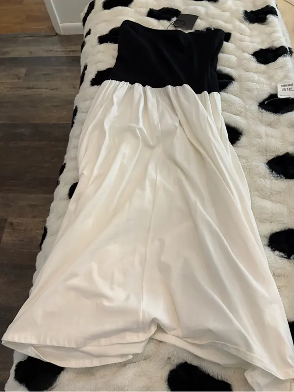 Black & White Maxi Dress - Colorblock Scoop Neck - Image 2
