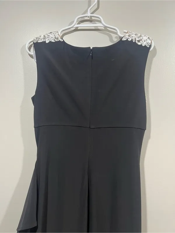 Alex Evenings Black Ruched Ruffle Dress Size 6 - Image 4