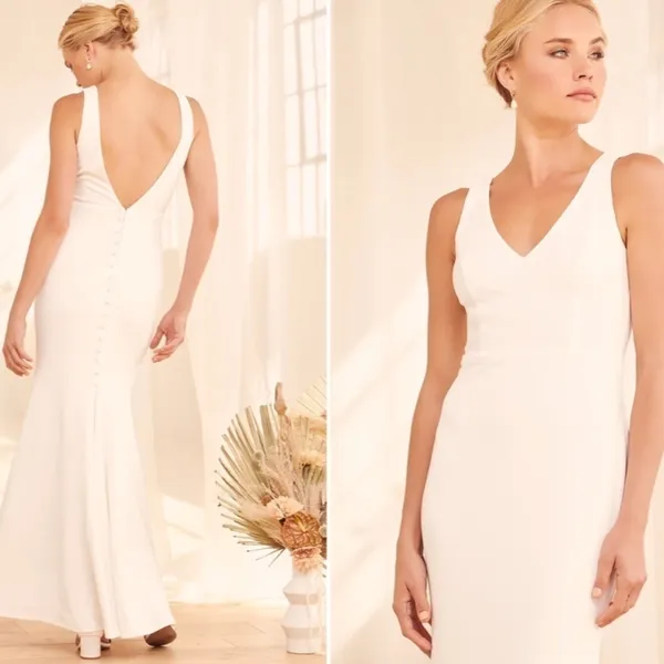 LULU's Bridal Modern Sexy Chic Minimalist Mermaid Trumpet Maxi Dress NWOT - Image 2