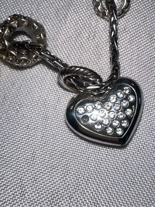 Brighton Vintage Two Tone Faith & Love Charm Bracelet | Pave Heart & Cross - Image 5