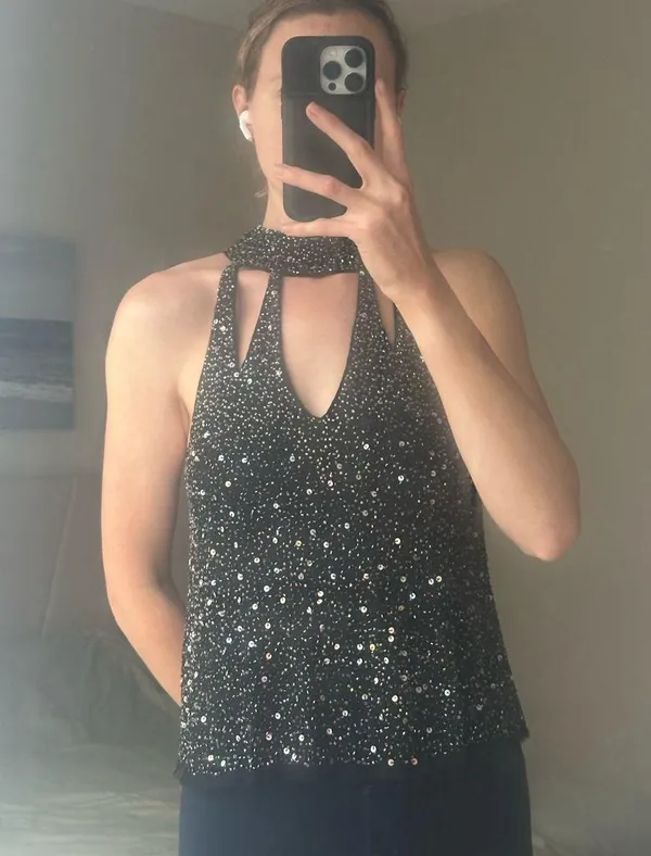 Anthropologie Sequin High Neck Tank Top - Image 8