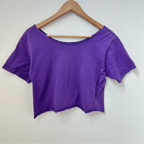 Purple Fishbone Off the Shoulder Crop Top - Image 4