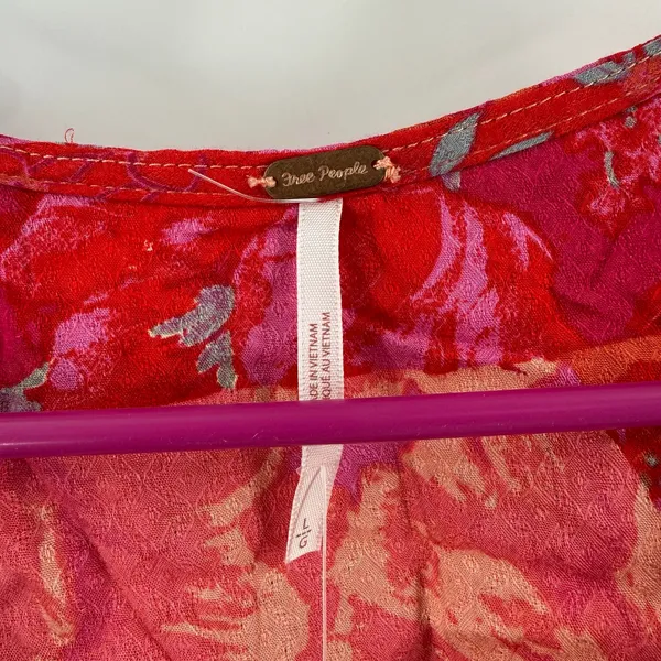 Free People Ashley Top SZ Large Fun Combo Wrap Crop NWT Red Boho Floral Waist - Image 5