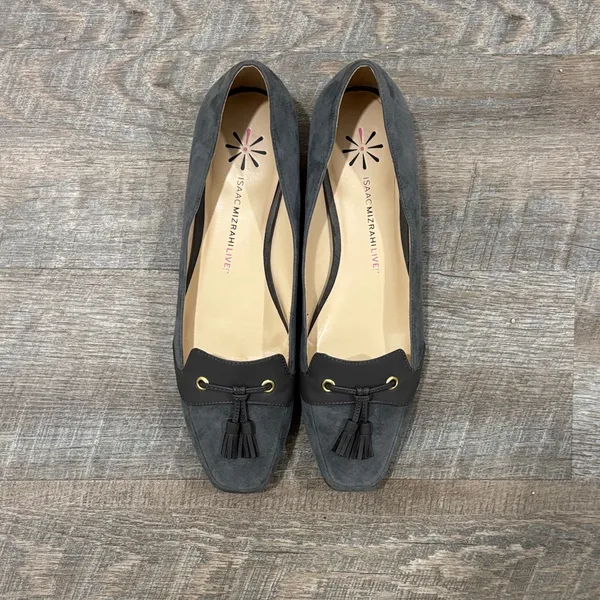 Isaac Mizrahi Live Paulina Gray Tassel Suede Loafters Size 10 Office Workwear - Image 2