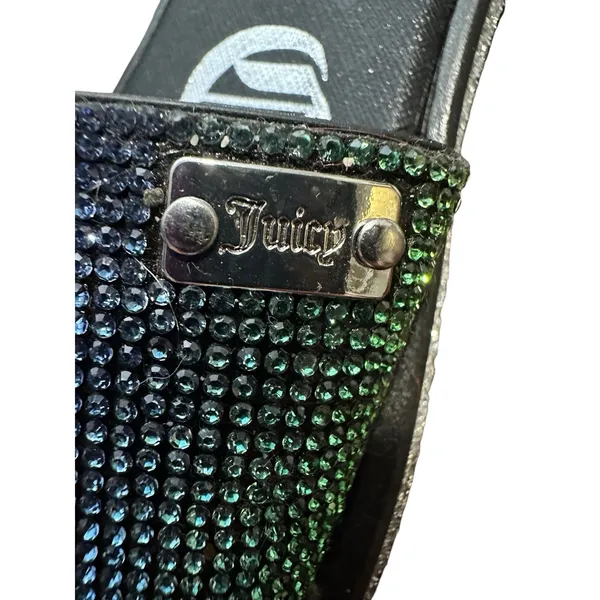 Juicy Couture Bling Slides Sandals Size 7 Rainbow‎ Rhinestone Shiny #S22-1 - Image 5
