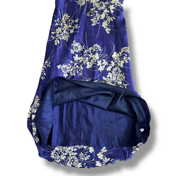 Jonathan Martin Studio 100%‎ Silk Purple Gold Floral Embroidered Midi Dress Sz 8 - Image 6
