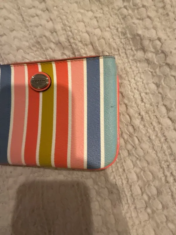 Coach Multicolored Striped Leather Wristlet Clutch - Image 6