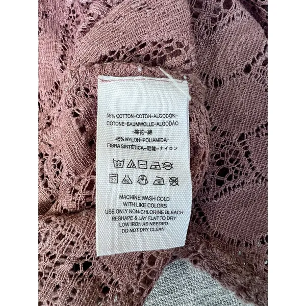 Free People Maisie Tunic Tank Blush M Crochet Keyhole Lace Swing Top Peplum - Image 6