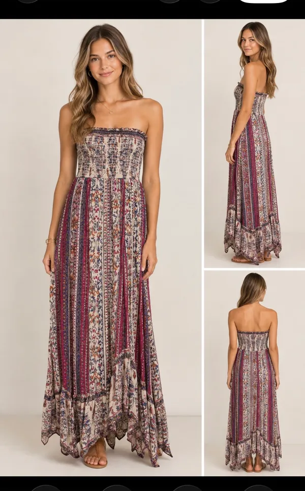 Strapless boho dress Multiple - Image 2