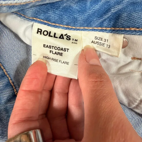 Rollas Eastcoast Flare Jeans Light Blue High Rise Flare Leg Denim Pants Size 31 - Image 6