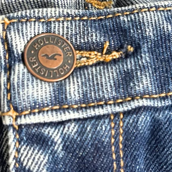 Hollister Relaxed Fit Blue Denim Jeans Ultra High Rise Baggy Tapered Pants Y2K - Image 4