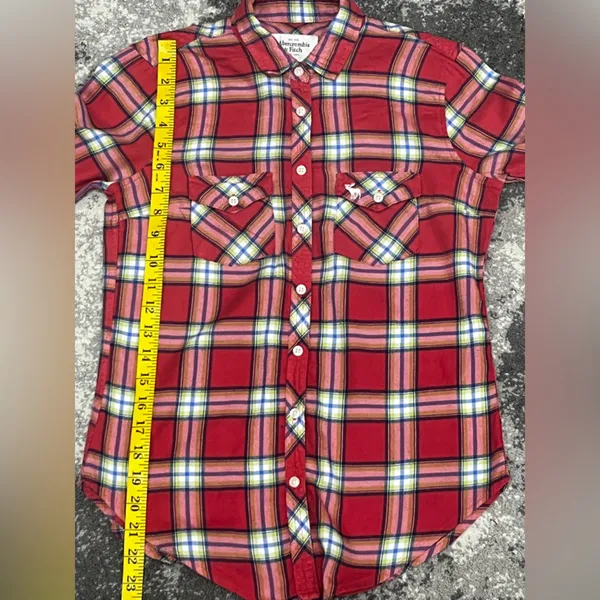 A&F Abercrombie & Fitch Plaid oxford Button Down MOOSE LOGO Size Xs - Image 8