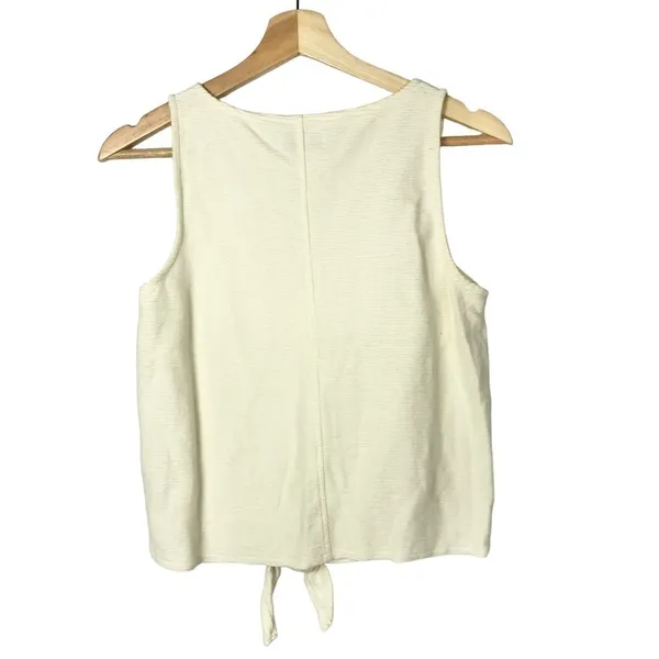 Madewell Texture‎ & Thread White Button Front Tie Tank Top S - Image 3