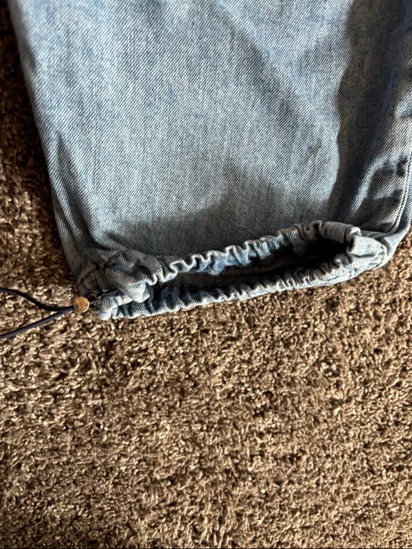 Garage Relaxed Light Blue Cargo Jeans with Drawstring Ankles - Image 5
