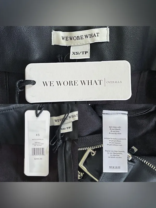 WeWoreWhat Vegan Leather‎ Moto Overalls Zipper Black XS NWT - Image 6