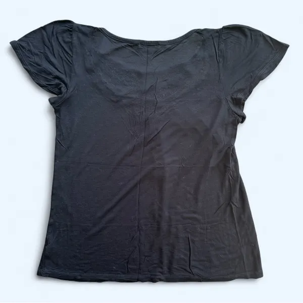 Cha Cha Vente Crochet Lace Detail Neckline Short Sleeve Top in Black Size Large - Image 2