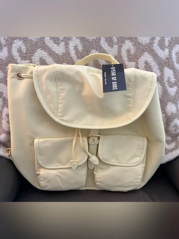 NWT Year of Ours Soft Pale Yellow Drawstring Backpack - Image 8