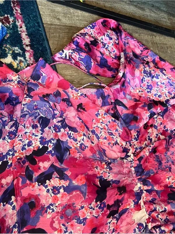 Zara purple and pink printed dress - Image 7