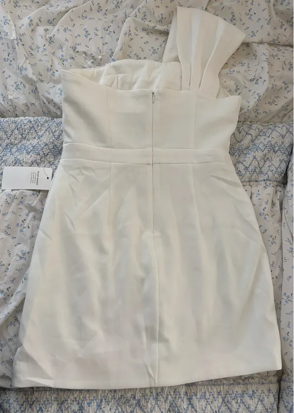 American Threads White Zola One-Shoulder Mini Dress - Image 3