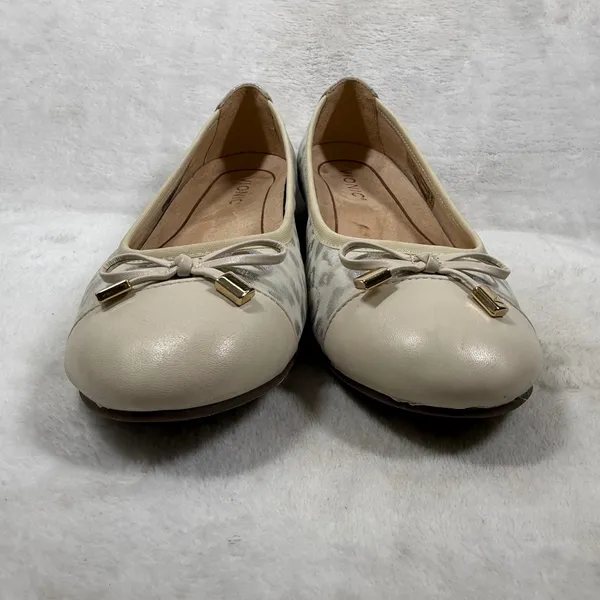 Vionic Minna Ballet Flats Metallic Leopard Print Cream Silver Orthotic Size 7.5 - Image 3