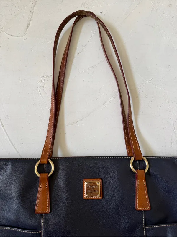 Dooney & Bourke Navy Blue Leather Lexington Shopper Tote Shoulder Bag - Image 11