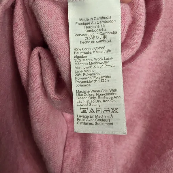 J Crew Cotton-Wool Blend Teddie Sweater Pink Crewneck Knit Pullover Size Large - Image 7