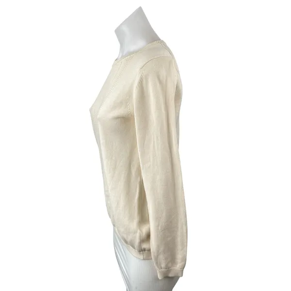 Banana Republic Women's Cream Long Sleeve Crew Neck Knit Sweater Top Size S - Image 3